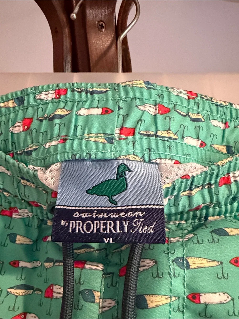 Boys Green Properly Tied Swim Trunks - Signature Embroidered Logo